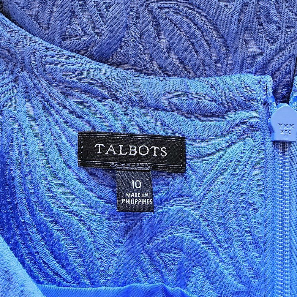 Talbots 2 Pc Jacket Dress Combo Set Blue Floral Jacquard Print size 10 - Picture 9 of 10